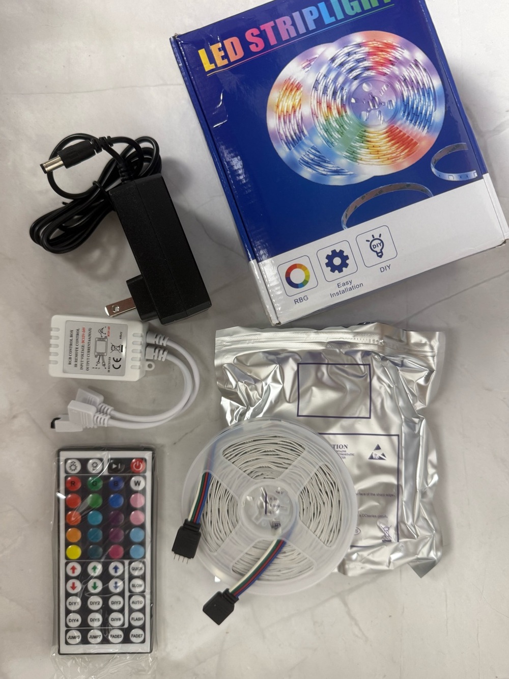 RGB LED Strip Light Kit | 2 Rolls | Remote & Power Adapter | Open Box